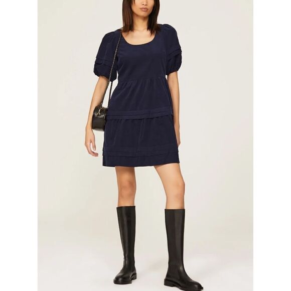 NWT Madewell Corduroy Puff Sleeve Mini Dress Small - Picture 1 of 7